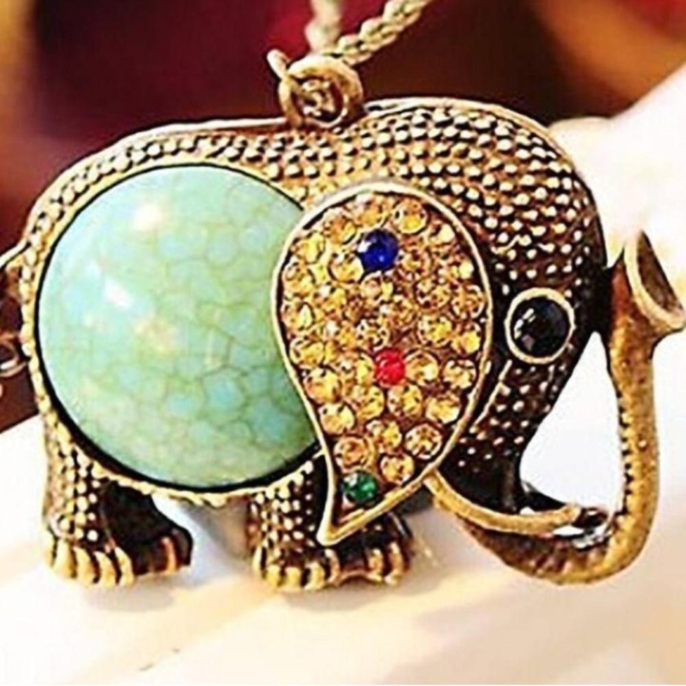 Gold Elephant Pendant Necklace